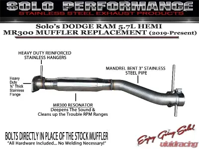 Solo Performance Muffler Replacement w/ MR300 Resonator Ram 1500 5.7L 2019-2020 - 991903SL
