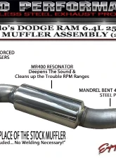 Solo Performance MR400 Muffler Delete w/ Resonator Ram 2500 6.4L 2014-2019                                     - 991905SL - Image 2