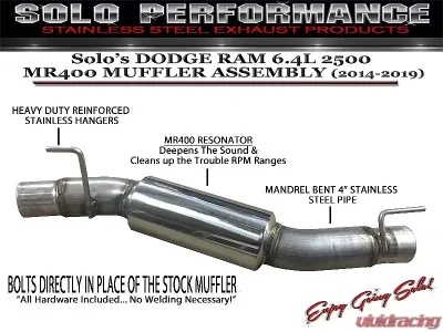 Solo Performance MR400 Muffler Delete w/ Resonator Ram 2500 6.4L 2014-2019 - 991905SL