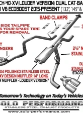 Solo Performance Eco-Mach-40-XV Dual Catback Exhaust System - Louder Version (132" Wheel Base) Ford F-150 V6 2015-2019                                     - 993132SL - Image 3