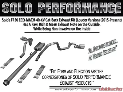 Solo Performance Eco-Mach-40-XV Dual Catback Exhaust System - Louder Version (132" Wheel Base) Ford F-150 V6 2015-2019 - 993132SL