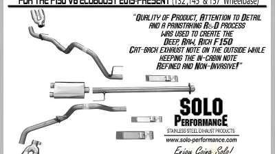 Solo Performance Eco-Mach-40-XV Dual Black Catback Exhaust System - Louder Version (132" Wheel Base) Ford F-150 V6 2015-2019                                     - 993132BK - Image 5