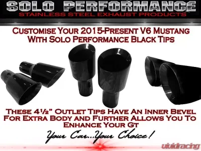 Solo Performance Mach-XJ Catback Exhaust System (Black Tips) Ford Mustang V6 2015-2022 - 993137BK