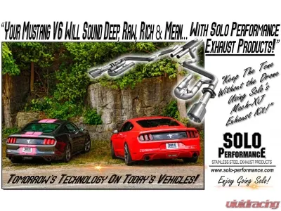 Solo Performance Mach-XJ Catback Exhaust System (Black Tips) Ford Mustang V6 2015-2022 - 993137BK