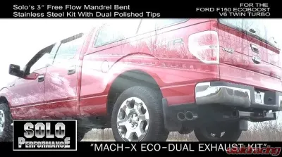 Solo Performance Mach-X-Eco-Dual-QT Catback Exhaust Kit w/ Extra Resonator (157" Wheel Base) Ford F-150 2011-2014 - 993159SL