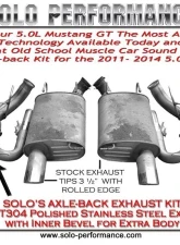 Solo Performance Axle-Back Exhaust System (Black Tips) Ford Mustang GT 2011-2014                                     - 993148BK - Image 2