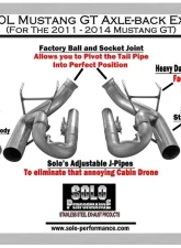 Solo Performance Axle-Back Exhaust System (Black Tips) Ford Mustang GT 2011-2014                                     - 993148BK - Image 4