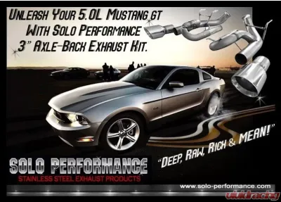 Solo Performance Axle-Back Exhaust System (Black Tips) Ford Mustang GT 2011-2014 - 993148BK