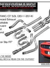 Solo Performance Street-Race Catback Exhaust System (Black Tips) Ford Mustang GT 2011-2014                                     - 993152BK - Image 4