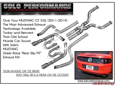 Solo Performance Street-Race Catback Exhaust System (Black Tips) Ford Mustang GT 2011-2014 - 993152BK