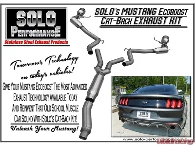 Solo Performance Catback Exhaust System (Black Tips) Ford Mustang Ecoboost 2015-2022 - 993176BK