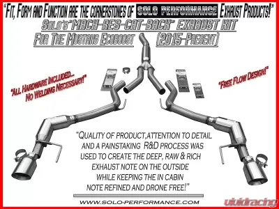 Solo Performance Catback Exhaust System (Black Tips) Ford Mustang Ecoboost 2015-2022 - 993176BK
