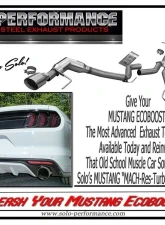Solo Performance Turbo Back Exhaust System (Black Tips) Ford Mustang Ecoboost 2015-2022                                     - 993178BK - Image 2