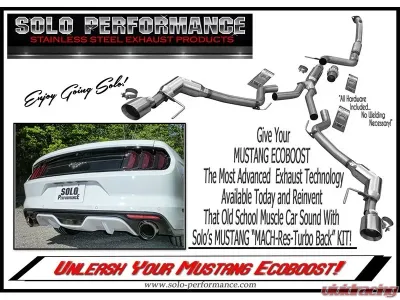 Solo Performance Turbo Back Exhaust System (Black Tips) Ford Mustang Ecoboost 2015-2022 - 993178BK
