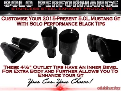 Solo Performance Axle-Back-XV Exhaust System (Black Tips) Ford Mustang GT 2015-2022 - 993181BK