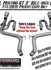 Solo Performance Axle-Back-XV Exhaust System Ford Mustang GT 2015-2022                                     - 993181SL - Image 3