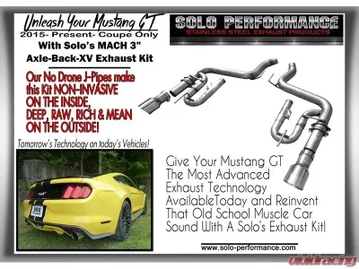 Solo Performance Axle-Back-XV Exhaust System Ford Mustang GT 2015-2022 - 993181SL
