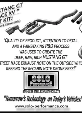 Solo Performance Street-Race-XV Catback Exhaust System (Black Tips) Ford Mustang GT 2015-2022                                     - 993183BK - Image 2