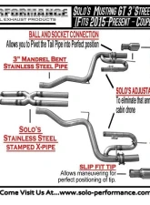 Solo Performance Street-Race-XV Catback Exhaust System (Black Tips) Ford Mustang GT 2015-2022                                     - 993183BK - Image 3