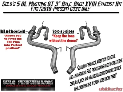 Solo Performance Axle-Back Exhaust System Ford Mustang GT 2018+ - 993191SL