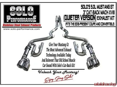 Solo Performance Mach-XVIII Exhaust System Ford Mustang GT 2018+ - 993193SL