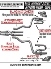 Solo Performance Street-Race-XVIII Exhaust System (Black Tips) Ford Mustang GT 2018+                                     - 993197BK - Image 2