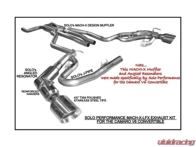 Solo Performance Mach-X-LFX w/ J-Pipes Catback Exhaust Kit Chevrolet Camaro V6 2010-2015 - 993961SL