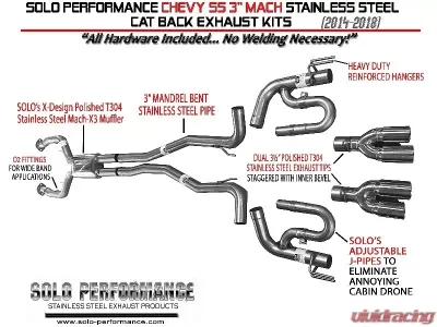 Solo Performance Mach-X3-XF Catback 3" Exhaust Kit Chevrolet SS 2014-2018 - 993987SL