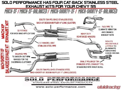 Solo Performance Mach-XF Exhaust Kit w/ Standard Dual Outlet Tips Chevrolet SS 2014-2018 - 993990SL