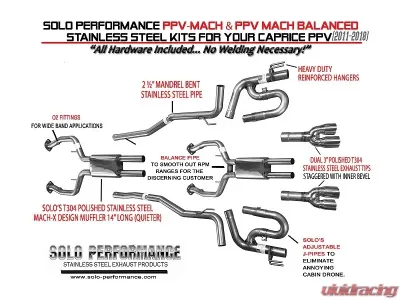Solo Performance Mach-Balanced Catback Exhaust Kit Chevrolet Caprice PPV 2011-2018 - 993993SL