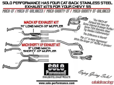 Solo Performance Mach-Shorty-Balanced-XF Exhaust Kit w/ Standard Dual Outlet Tips Chevrolet SS 2014-2018 - 993996SL