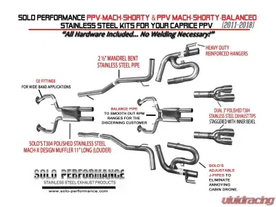 Solo Performance Mach-Shorty Catback Exhaust Kit Chevrolet Caprice PPV 2011-2018 - 993995SL