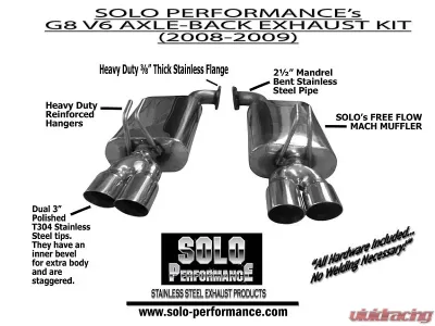 Solo Performance Axle-Back Exhaust System Pontiac G8 V6 2008-2009 - 994186SL
