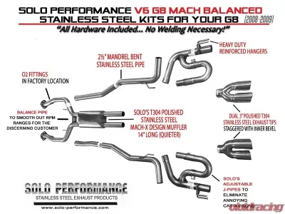 Solo Performance Mach-Balanced Catback Exhaust System Pontiac G8 V6 2008-2009 - 994187SL