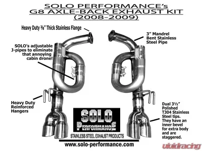 Solo Performance 3" Axle-Back Exhaust System w/ 3.5" Tips Pontiac G8 V8 2008-2009 - 994189SL
