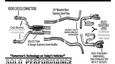 Solo Performance 2.5" Solo Street-Race Kit w/ Race Connection to Kook's (Standard Pipe) Pontiac G8 V8 2008-2009                                     - 994191ML - Image 2