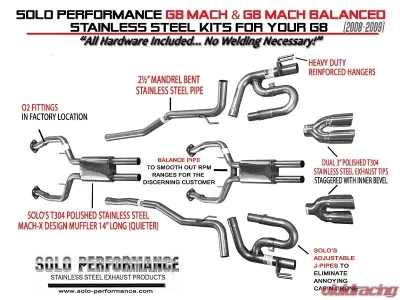 Solo Performance Mach Catback Exhaust System Pontiac G8 V8 2008-2009 - 994190SL
