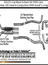 Solo Performance 2.5" Solo Mach-Shorty Kit w/ Cats to Kook's (Standard Pipe) Pontiac G8 V8 2008-2009                                     - 994194WC - Image 2