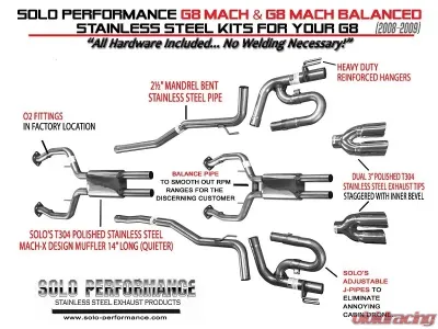 Solo Performance Mach-Balanced Catback Exhaust System Pontiac G8 V8 2008-2009 - 994192SL