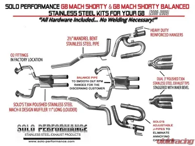 Solo Performance Mach-Shorty Catback Exhaust System Pontiac G8 V8 2008-2009 - 994194SL