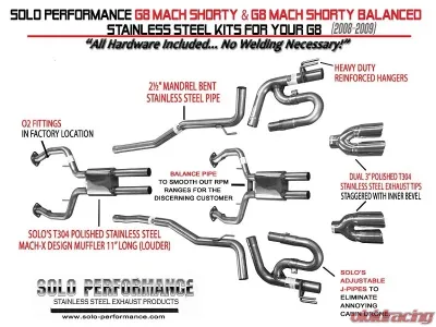 Solo Performance Mach-Shorty-Balanced Catback Exhaust System Pontiac G8 V8 2008-2009 - 994196SL