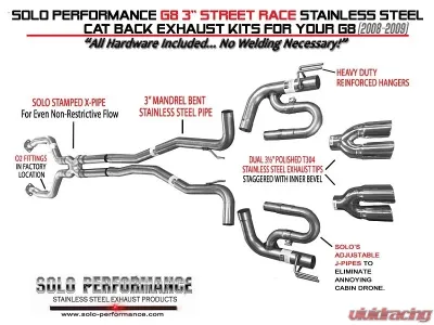 Solo Performance 3" Street-Race Catback Exhaust System Pontiac G8 V8 2008-2009 - 994199SL