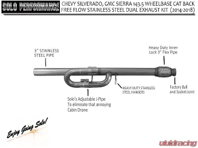 Solo Performance Mach-44 Catback Dual Exhaust Kit w/ Standard Tips Chevrolet Silverado 5.3L 2014-2018 - 994344SL