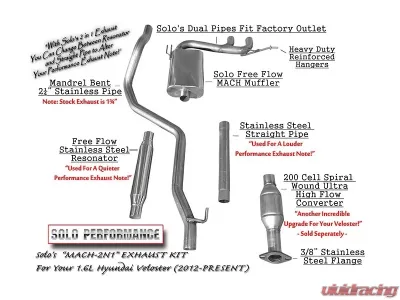 Solo Performance Mach-2N1 Catback Exhaust System Hyundai Veloster NA 2012-2015 - 994916SL