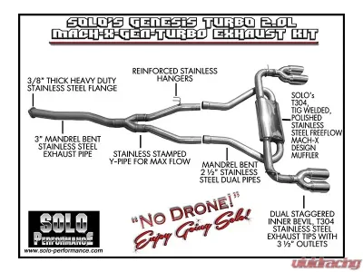 Solo Performance Mach-X-Gen-Turbo Catback Exhaust System Hyundai Genesis Turbo 2010-2014 - 994920SL