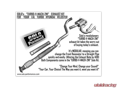 Solo Performance V-Mach 2N1 Modular Catback Exhaust System Hyundai Veloster Turbo 2012-2015 - 994935SL