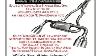Solo Performance Mach-XR-Gen-V6 Catback Exhaust System Hyundai Genesis NA 2010-2014                                     - 994976SL - Image 2