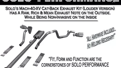 Solo Performance Mach-40-XV Dual Black Catback Exhaust System - Louder Version (132" Wheel Base) Ford F-150 5.0L 2015-2019                                     - 998132BK - Image 2