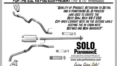 Solo Performance Mach-40-XV Dual Black Catback Exhaust System - Louder Version (132" Wheel Base) Ford F-150 5.0L 2015-2019                                     - 998132BK - Image 5