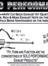 Solo Performance Mach-44-XV Dual Catback Exhaust System - Quieter Version (145" Wheel Base) Ford F-150 5.0L 2015-2019                                     - 998144SL - Image 2